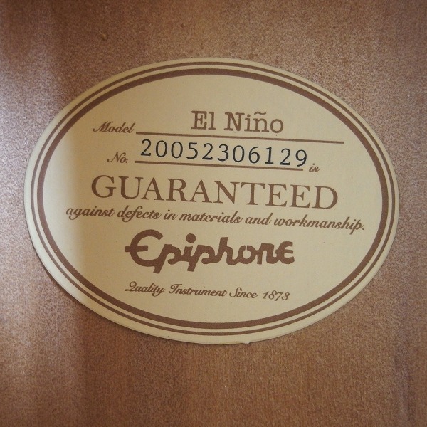実際に弊社で買取させて頂いた★【美品】Epiphone/エピフォン El Nino/エルニーニョ ミニアコースティックギター/アコギ ソフトケース付の画像 4枚目