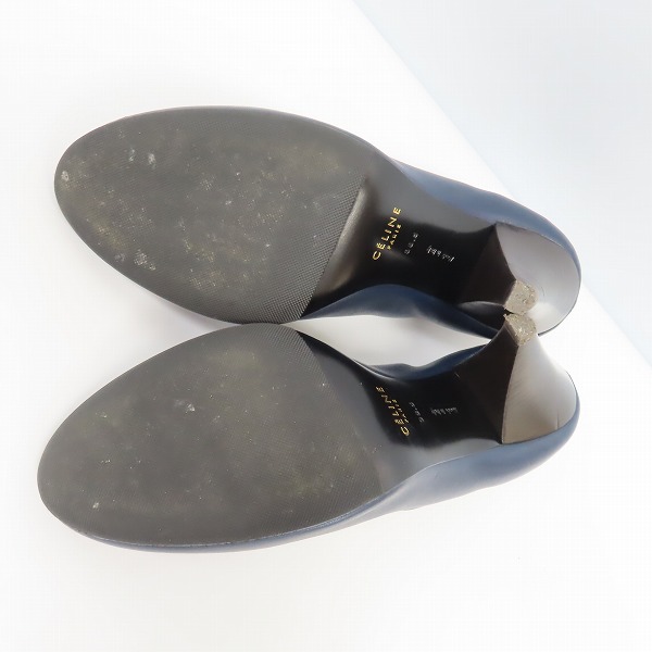 実際に弊社で買取させて頂いた【ギャラ付】CELINE/セリーヌ Vネック レザー パンプス 320273LPSC/38.5の画像 2枚目