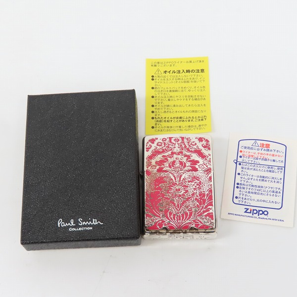 実際に弊社で買取させて頂いたZIPPO/ジッポー Paul Smith/ポールスミス COLLECTION 花柄 ピンク×シルバー 2001年製の画像 6枚目