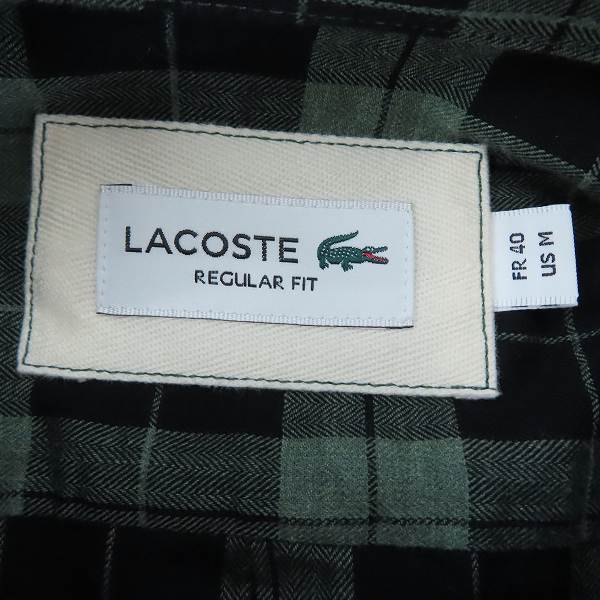 実際に弊社で買取させて頂いたLACOSTE/ラコステ ロゴ刺繍 チェック B.D.シャツ 40の画像 2枚目
