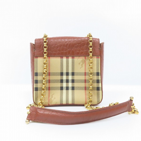 実際に弊社で買取させて頂いた【ジャンク】Burberrys/バーバリーズ オールド シャドーホース ノバチェック レザー チェーンショルダーバッグの画像 1枚目