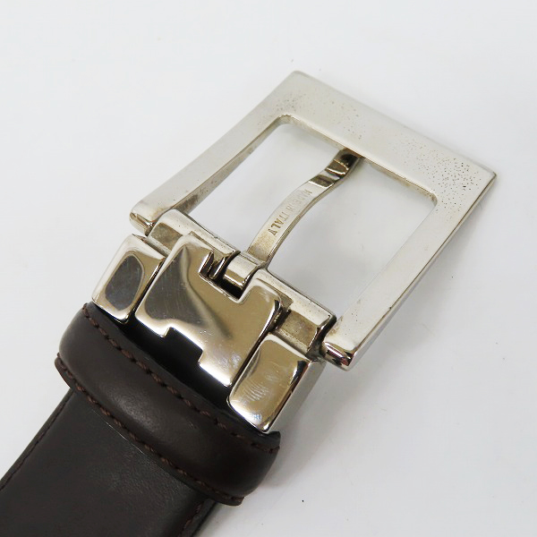 実際に弊社で買取させて頂いたDunhill/ダンヒル シルバーバックル シンプル レザー ナローベルト の画像 2枚目