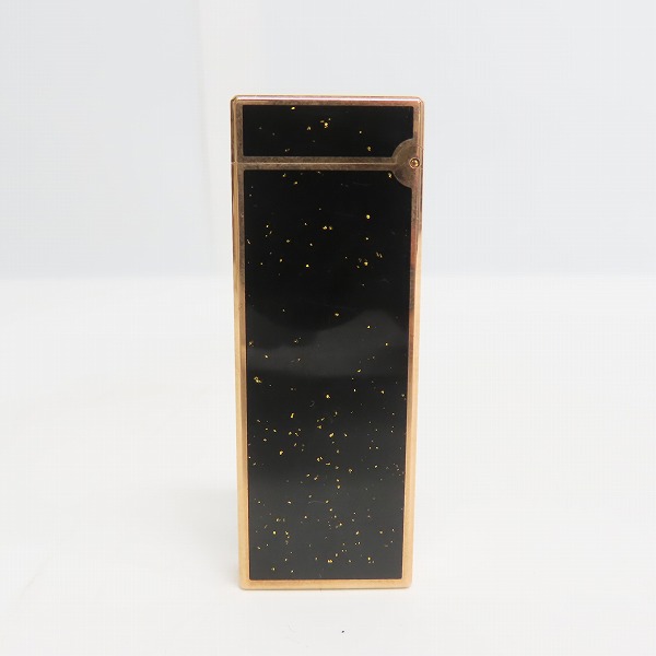 実際に弊社で買取させて頂いたdunhill/ダンヒル サイドローラーガスライター ブラック × ゴールド 箔散らしデザインの画像 1枚目