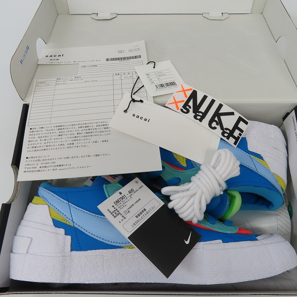実際に弊社で買取させて頂いた【未使用】カウズ×サカイ×ナイキ BLAZER LOW Neptune Blue/ブレーザーロー ネプチューンブルー DM7901-400/27.5の画像 7枚目