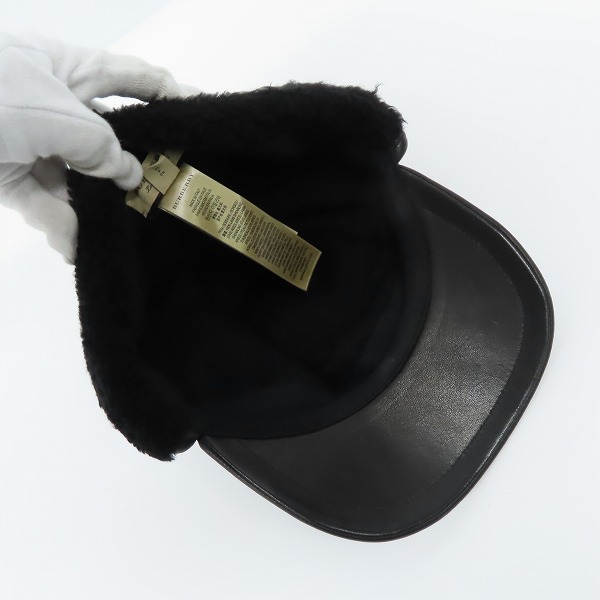 実際に弊社で買取させて頂いた【未使用】BURBERRY/バーバリー LEATHER AND SHEARLING EXPLOWER CAP キャップ/Sの画像 5枚目