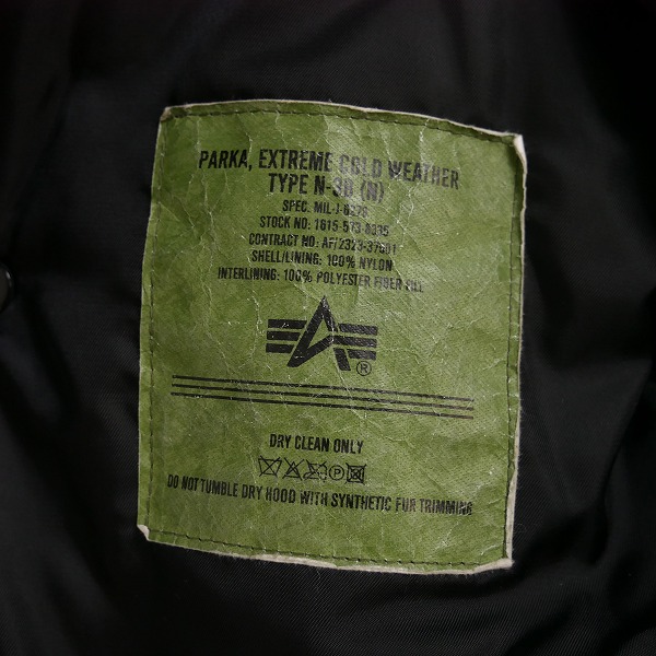 実際に弊社で買取させて頂いたALPHA INDUSTRIES/アルファインダストリーズ N-3B フライトジャケット /Mの画像 4枚目