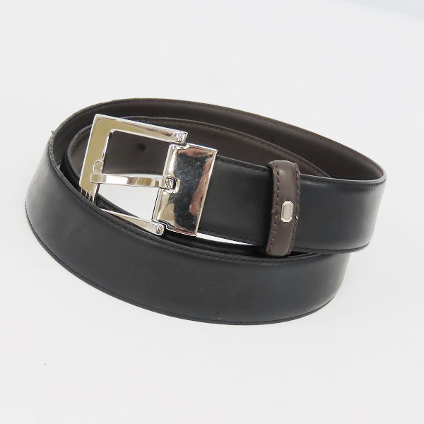 実際に弊社で買取させて頂いたDunhill/ダンヒル シルバーバックル シンプル レザー ナローベルト 