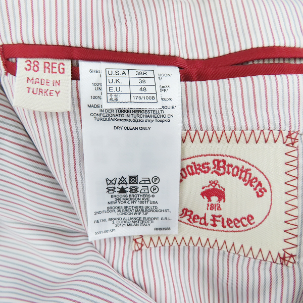実際に弊社で買取させて頂いた【未使用】Brooks Brothers RED FLEECE/ブルックスブラザーズ チェック柄 2Bテーラードジャケット グレー系/38の画像 3枚目