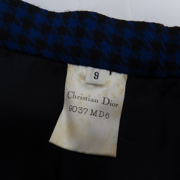 実際に弊社で買取させて頂いたChristian Dior/クリスチャンディオール PRET-A-PORTER/プレタポルテ 千鳥格子柄 ボタンシャツ/スカート セットアップ/9の画像 5枚目