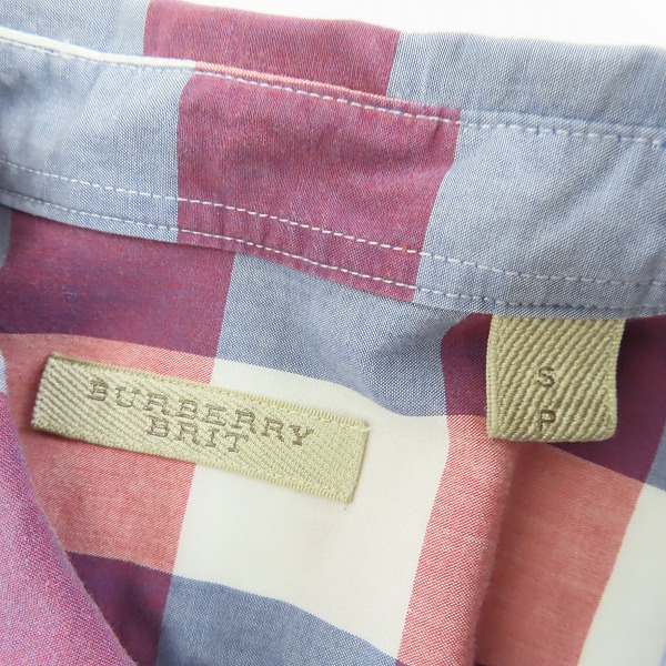 実際に弊社で買取させて頂いたBURBERRY BRIT/バーバリーブリット チェックシャツ  胸ポケット ロゴ刺繍/Sの画像 2枚目