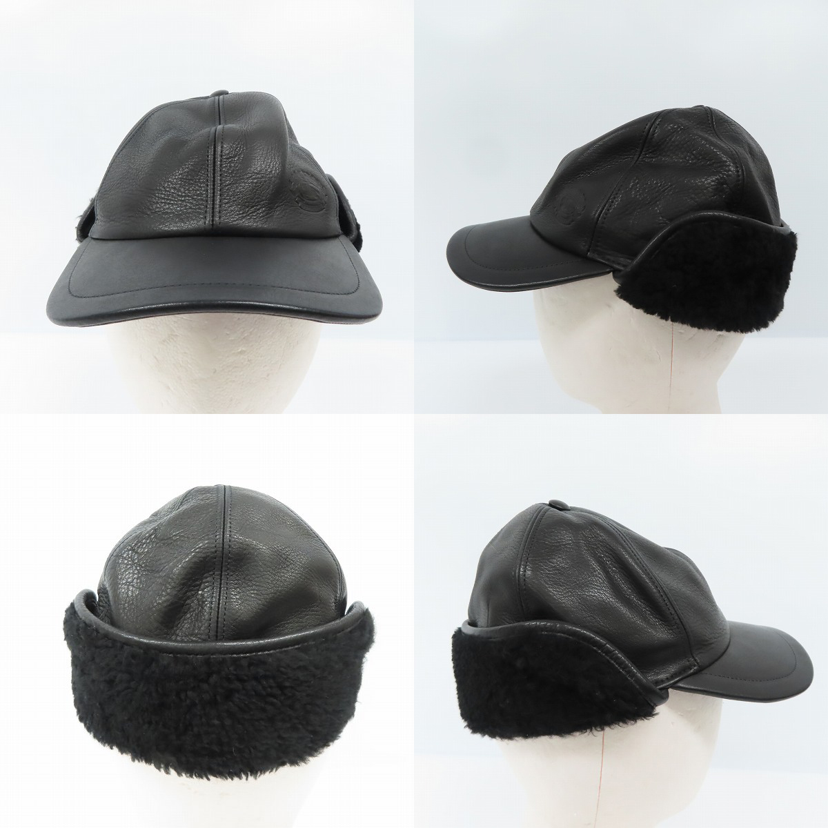 実際に弊社で買取させて頂いた【未使用】BURBERRY/バーバリー LEATHER AND SHEARLING EXPLOWER CAP キャップ/Sの画像 1枚目
