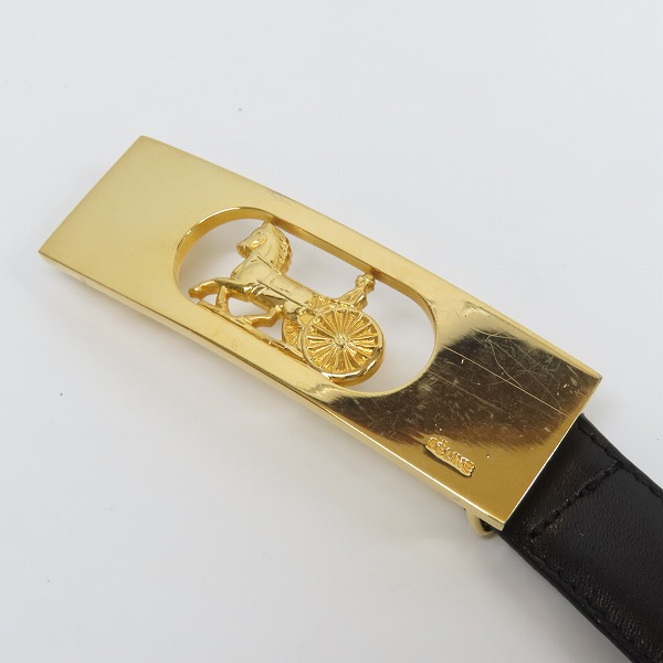 実際に弊社で買取させて頂いたCELINE/セリーヌ 馬車 ロゴ バックル レザーベルトの画像 3枚目