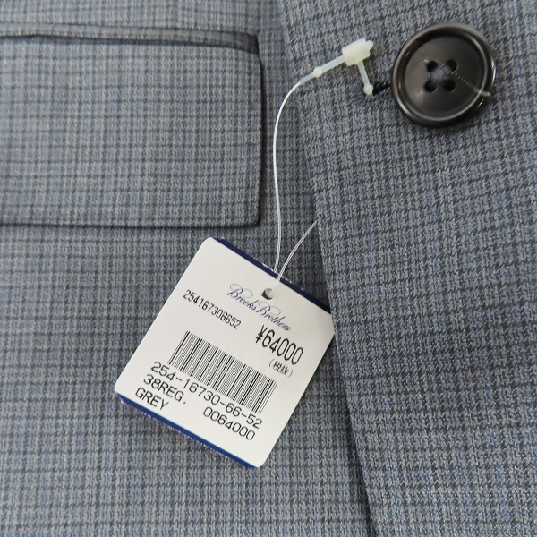 実際に弊社で買取させて頂いた【未使用】Brooks Brothers RED FLEECE/ブルックスブラザーズ チェック柄 2Bテーラードジャケット グレー系/38の画像 5枚目