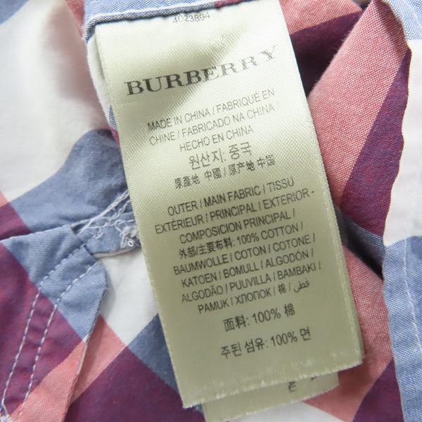 実際に弊社で買取させて頂いたBURBERRY BRIT/バーバリーブリット チェックシャツ  胸ポケット ロゴ刺繍/Sの画像 3枚目