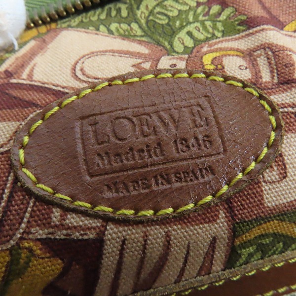 実際に弊社で買取させて頂いたLOEWE/ロエベ ヴィンテージ 内総柄 アナグラム キャンバス×レザー ショルダーバッグの画像 5枚目