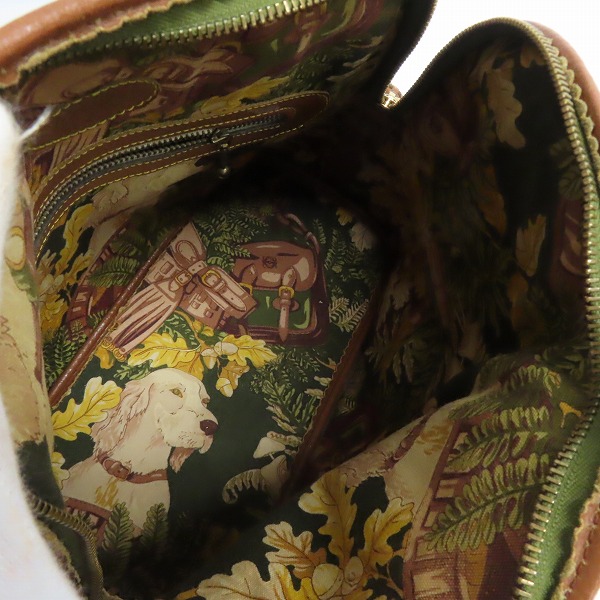 実際に弊社で買取させて頂いたLOEWE/ロエベ ヴィンテージ 内総柄 アナグラム キャンバス×レザー ショルダーバッグの画像 3枚目