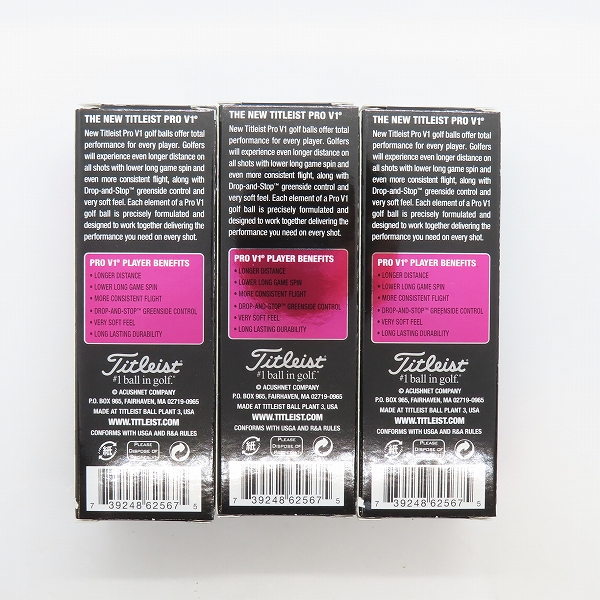 実際に弊社で買取させて頂いた【未使用】Titleist/タイトリスト  PRO V1 PINK PLAY ゴルフボール 3スリーブの画像 2枚目