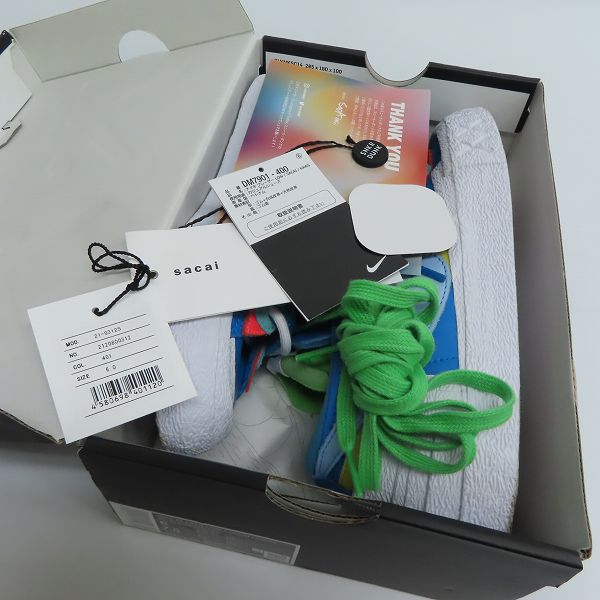 実際に弊社で買取させて頂いたKAWS×sacai×NIKE/カウズ×サカイ×ナイキ Blazer Low Neptune Blue DM7901-400/24の画像 7枚目
