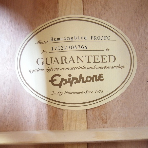 実際に弊社で買取させて頂いた★美品】Epiphone/エピフォン Hummingbird PRO/ハミングバード プロ エレアコ/アコースティックギター ソフトケース付の画像 4枚目
