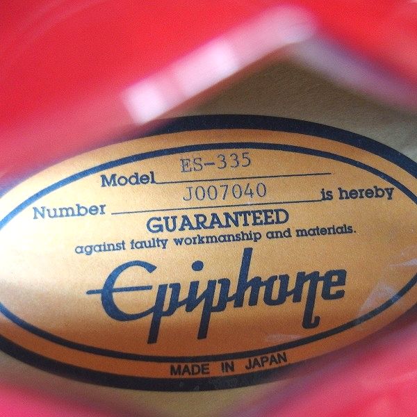 実際に弊社で買取させて頂いた★Epiphone/エピフォン ES-335 セミアコ エレキギターギブソンヘッド 2000年 日本製 寺田楽器 ハードケース付の画像 4枚目