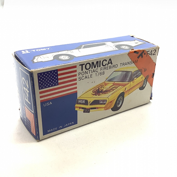 実際に弊社で買取させて頂いた【空箱のみ】トミカ 外国車シリーズ 青箱 F42 ポンティアック ファイアーバード トランザムの画像 1枚目