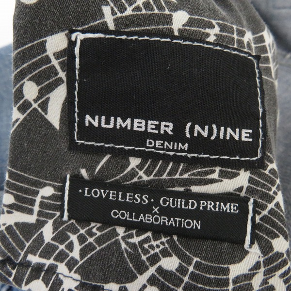 実際に弊社で買取させて頂いたNUMBER (N)INE DENIM × LOVELESS GUILD PRIME デニムパンツ ダメージ/リペア/ペイント加工/Lの画像 4枚目