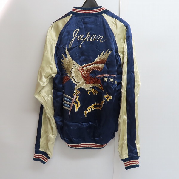 実際に弊社で買取させて頂いたTHE FLAT HEAD/フラットヘッド 龍/日本地図/鷹 リバーシブル スカジャン /XLの画像 1枚目