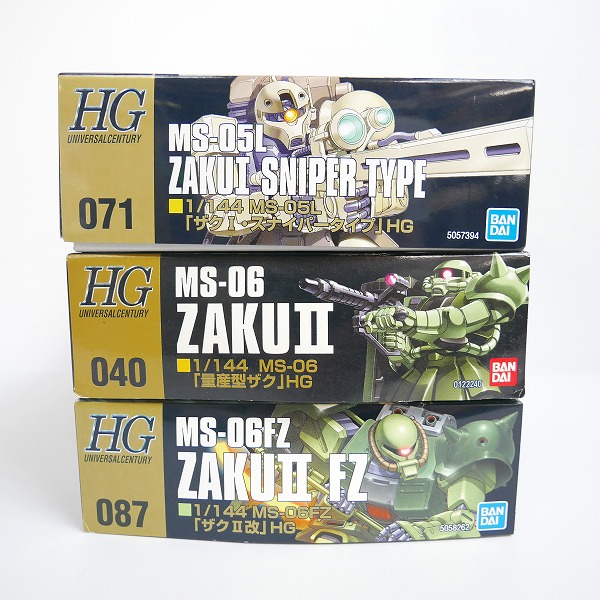実際に弊社で買取させて頂いた【未組立】バンダイ HG  1/144 ザクI スナイパータイプ/量産型ザク/ザクII改/3点セット/ガンダム/ガンプラの画像 4枚目