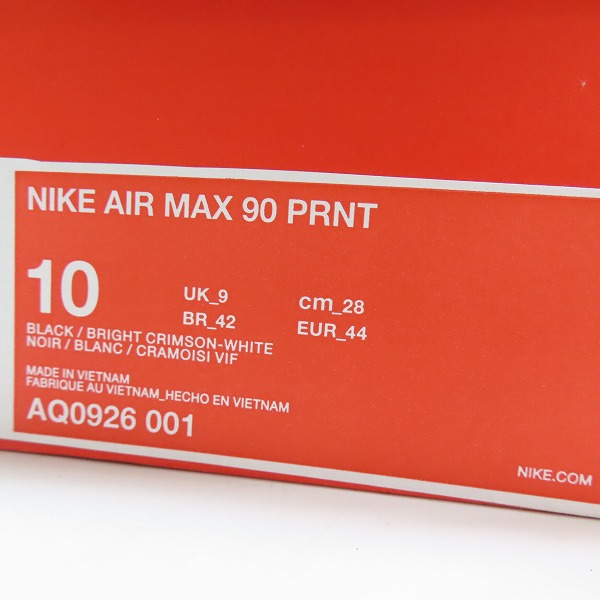 実際に弊社で買取させて頂いたNIKE×atmos/ナイキ×アトモス AIR MAX 90 PRNT WE LOVE NIKE AQ0926-001 28.0の画像 8枚目