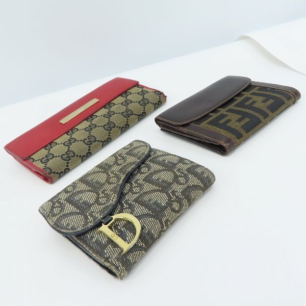 実際に弊社で買取させて頂いたグッチ/クリスチャンディオール/フェンディ ズッカ柄 レザー切替 二つ折り財布/GG柄長財布/等/3点セットの画像 2枚目