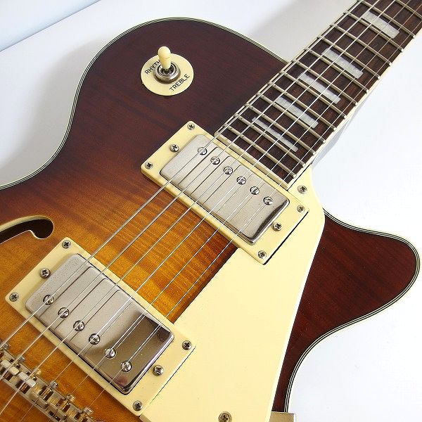 実際に弊社で買取させて頂いた★Bacchus/バッカス BLH-80FM SB セミアコType レスポールシェイプ エレキギター ギグケース付の画像 4枚目