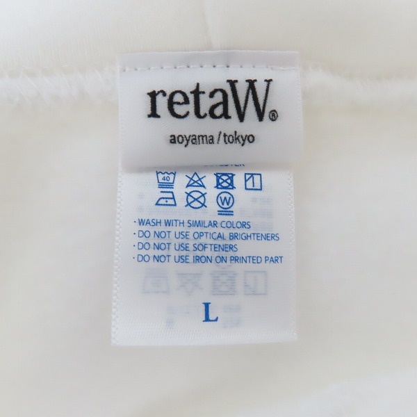 実際に弊社で買取させて頂いたretaW×FRAGMENT design/リトゥ×フラグメントデザイン ロゴプリント プルオーバーパーカー ホワイト/Lの画像 2枚目