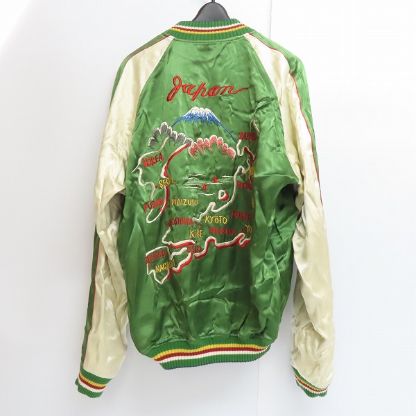 実際に弊社で買取させて頂いたTHE FLAT HEAD/フラットヘッド 龍/日本地図/鷹 リバーシブル スカジャン /XLの画像 3枚目