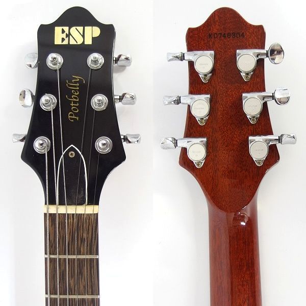 実際に弊社で買取させて頂いた★ESP/イーエスピー POTBELLY ＃DPCR/ポットベリー フィギュアドメイプルトップ エレキギター 2007年製 ハードケース付の画像 3枚目