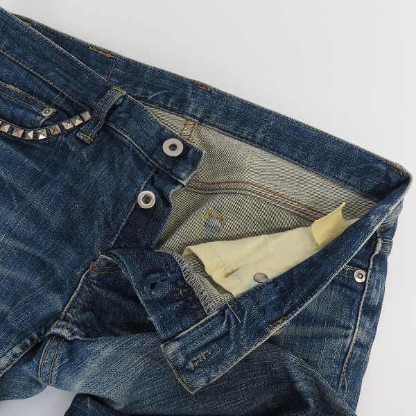 実際に弊社で買取させて頂いたHYSTERICS/ヒステリックス スタッズ ラインストーン スキニー デニムパンツ/XSの画像 2枚目