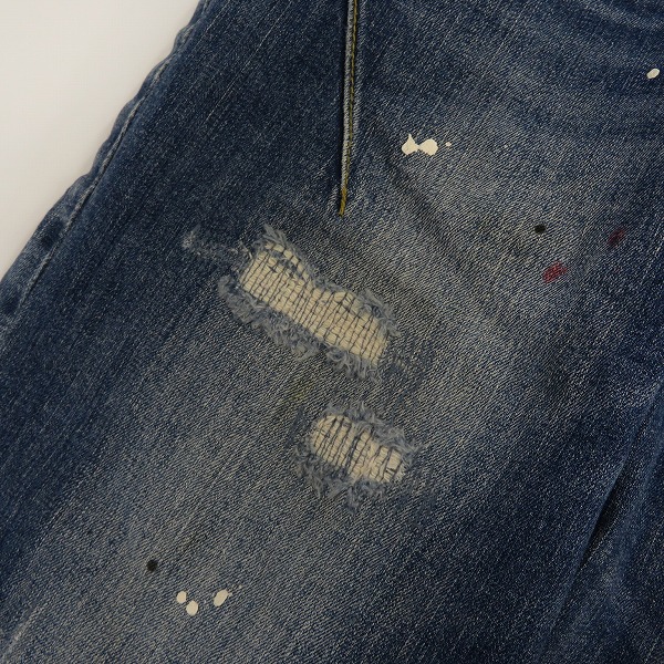実際に弊社で買取させて頂いたNUMBER (N)INE DENIM × LOVELESS GUILD PRIME デニムパンツ ダメージ/リペア/ペイント加工/Lの画像 7枚目