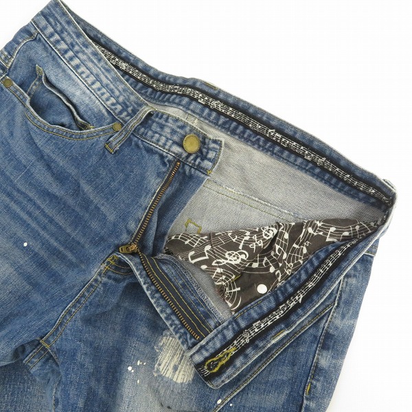 実際に弊社で買取させて頂いたNUMBER (N)INE DENIM × LOVELESS GUILD PRIME デニムパンツ ダメージ/リペア/ペイント加工/Lの画像 2枚目