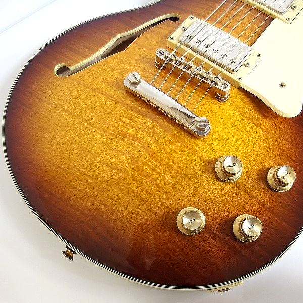 実際に弊社で買取させて頂いた★Bacchus/バッカス BLH-80FM SB セミアコType レスポールシェイプ エレキギター ギグケース付の画像 5枚目