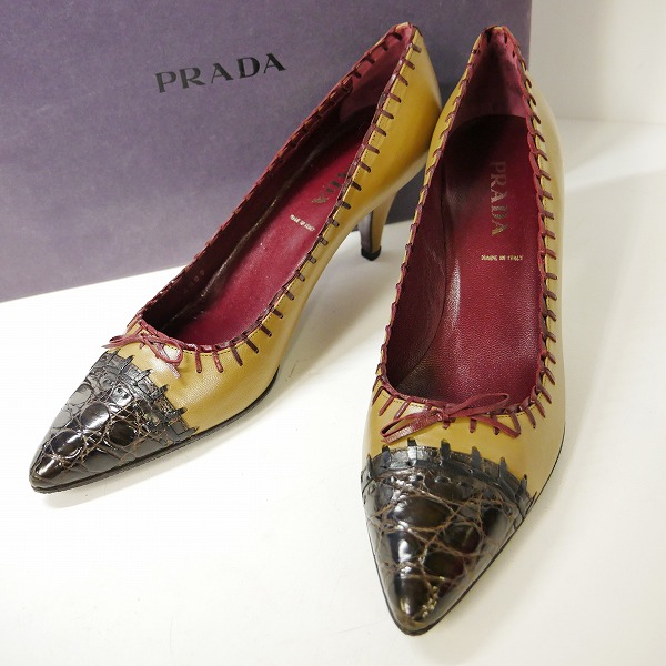 実際に弊社で買取させて頂いたPRADA/プラダ 型押し ヒール パンプス 37