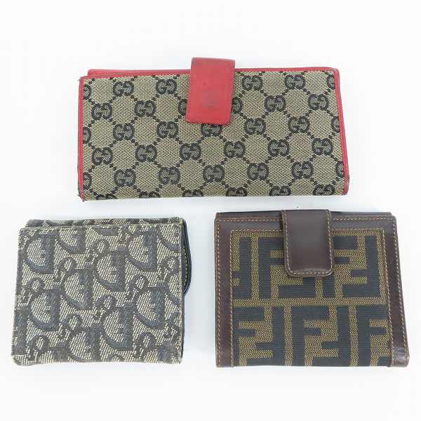 実際に弊社で買取させて頂いたグッチ/クリスチャンディオール/フェンディ ズッカ柄 レザー切替 二つ折り財布/GG柄長財布/等/3点セットの画像 1枚目