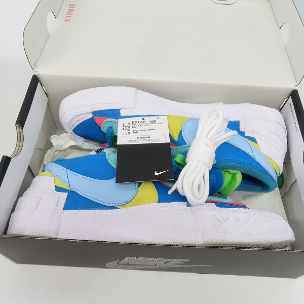 実際に弊社で買取させて頂いたKAWS×sacai×NIKE/カウズ×サカイ×ナイキ BLAZER LOW Neptune Blue/ブレーザーロー ネプチューンブルーDM7901-400/26.5の画像 7枚目