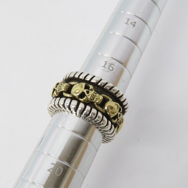 実際に弊社で買取させて頂いた【ギャラ付】LEATHERS & TREASURES/レザーズアンドトレジャーズ REVロープエッジw/スカルリング 18K 18号の画像 4枚目