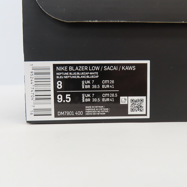 実際に弊社で買取させて頂いた【未使用】KAWS×sacai×NIKE/カウズ×サカイ×ナイキ Blazer Low DM7901-400/26の画像 9枚目