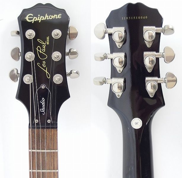 実際に弊社で買取させて頂いた★Epiphone/エピフォン Les Paul Studio Ebony/レスポール スタジオ エレキギター ソフトケース付 の画像 2枚目