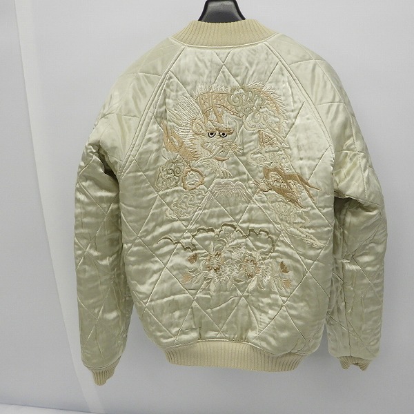 実際に弊社で買取させて頂いたTHE FLAT HEAD/フラットヘッド スカル 龍 刺繍 リバーシブル スカジャン/Lの画像 2枚目