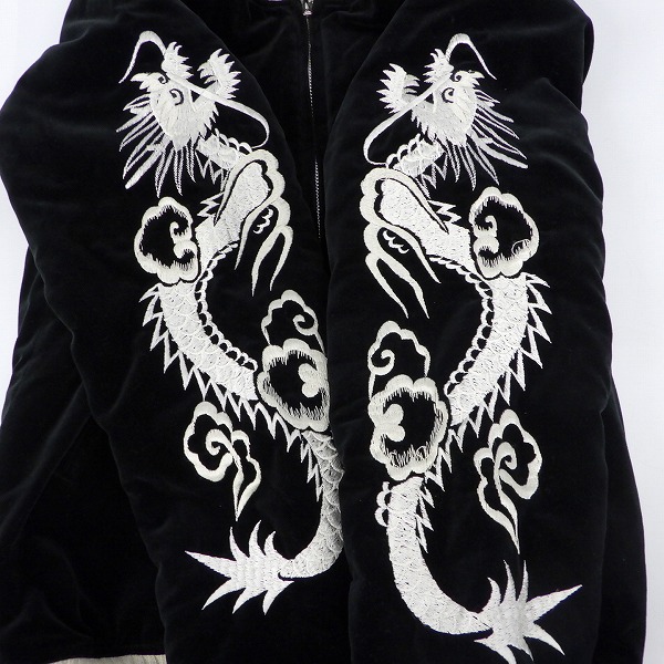 実際に弊社で買取させて頂いたTHE FLAT HEAD/フラットヘッド スカル 龍 刺繍 リバーシブル スカジャン/Lの画像 8枚目