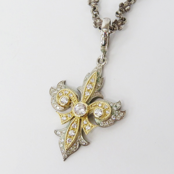 実際に弊社で買取させて頂いた【ギャラ付】ローリーロドキン NATIVE FLEUR DE LIS SILVER and GOLD PENDANT/ZILCONIA ネックレス 01PNAT1-786 K18の画像 1枚目