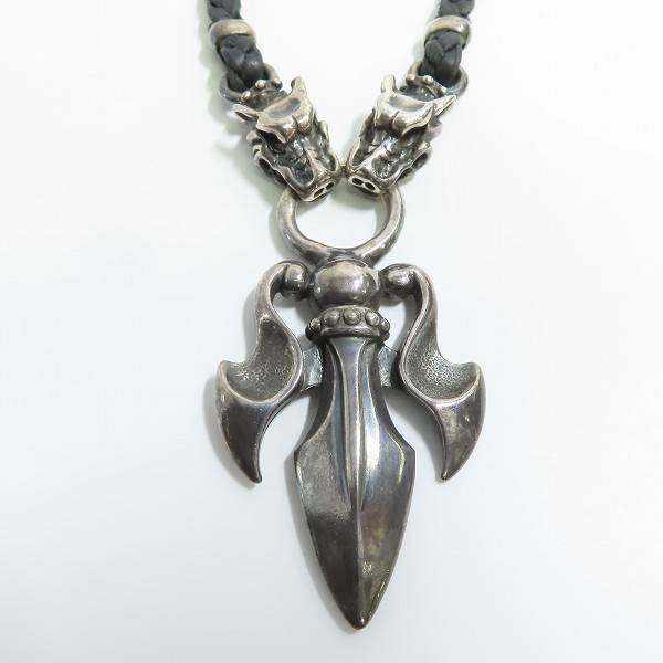 実際に弊社で買取させて頂いたTRAVIS WALKER/トラヴィスワーカー トライデンド w/2ガーゴイル レザーブレードネックレス w/Tバーの画像 1枚目