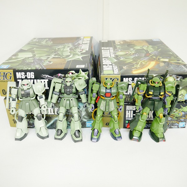 実際に弊社で買取させて頂いた【組済】バンダイ HG 1/144 量産型ザク/ザクII改/F2型 ジオン軍仕様/ハイザック 4点セット/ガンダム/ガンプラ