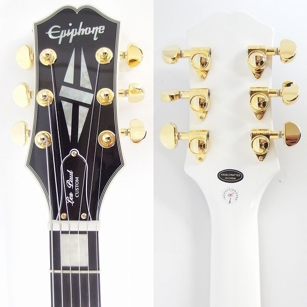 実際に弊社で買取させて頂いた★【美品】Epiphone/エピフォン Les Paul Custom Alpine White/レスポールカスタム エレキギター ソフトケース付の画像 2枚目
